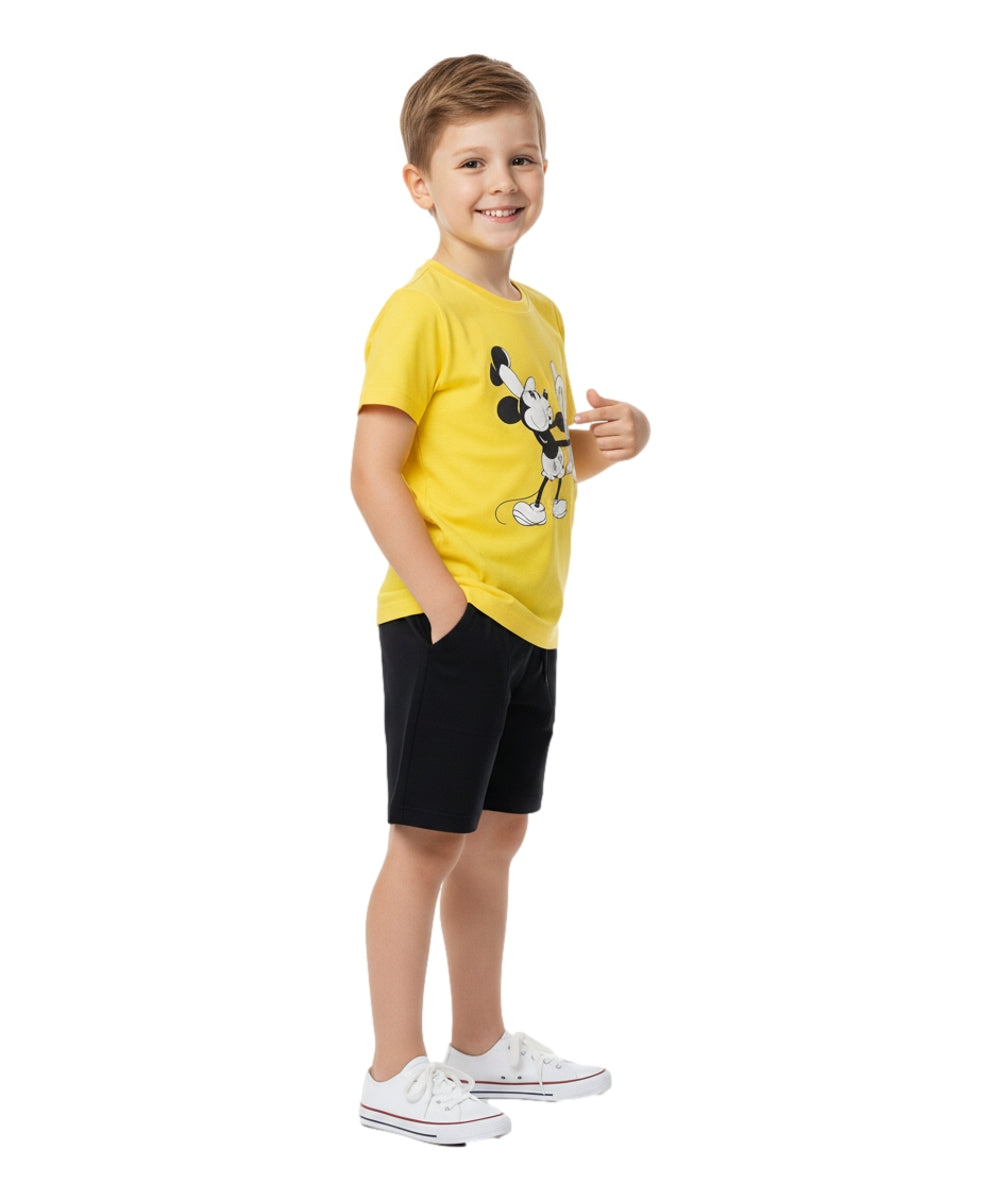 Boys Steamboat Willie Short Set Yellow BS2480