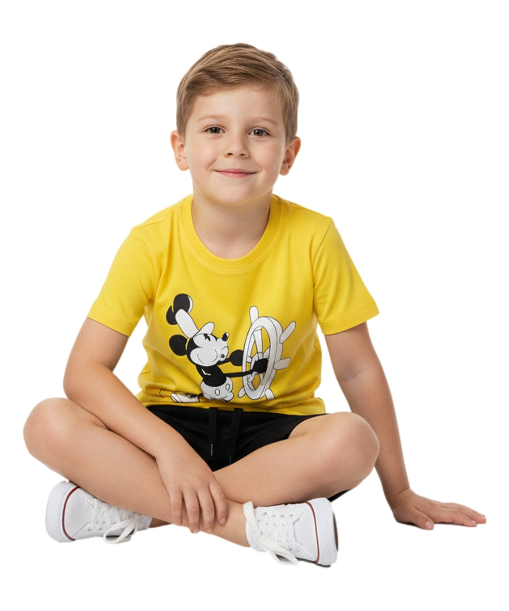 Boys Steamboat Willie Short Set Yellow BS2480