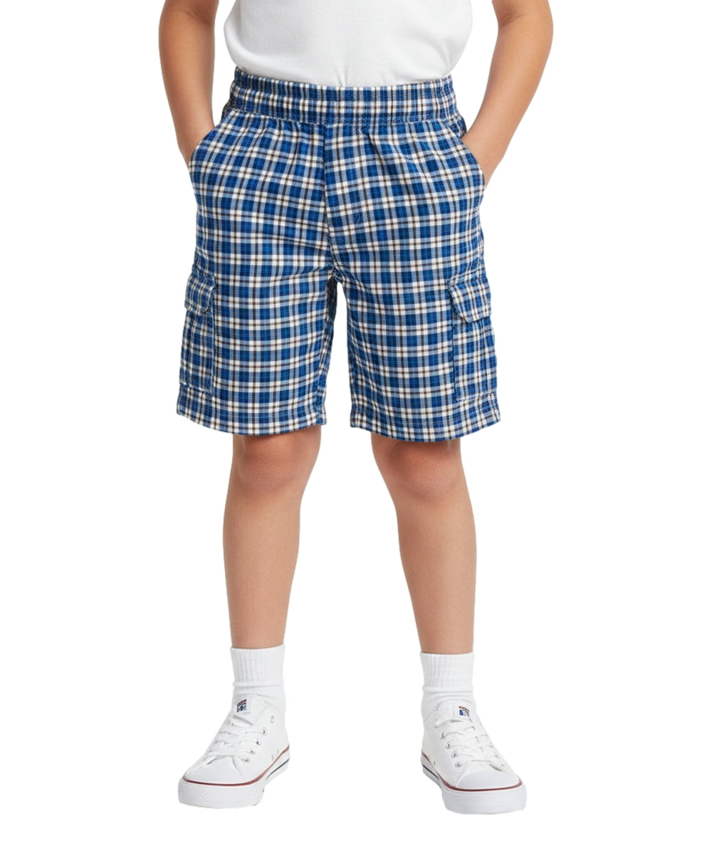 Boys Plaid Cargo Shorts Ocean Grey BS888