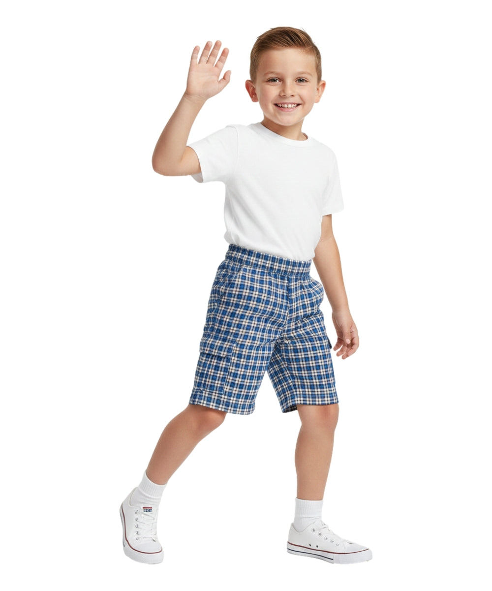Boys Plaid Cargo Shorts Ocean Grey BS888