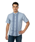 Premium Quality Mens Guayabera Embroidery Shirts Charcoal BSM08A