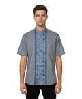 Premium Quality Mens Guayabera Embroidery Shirts Charcoal BSM08A