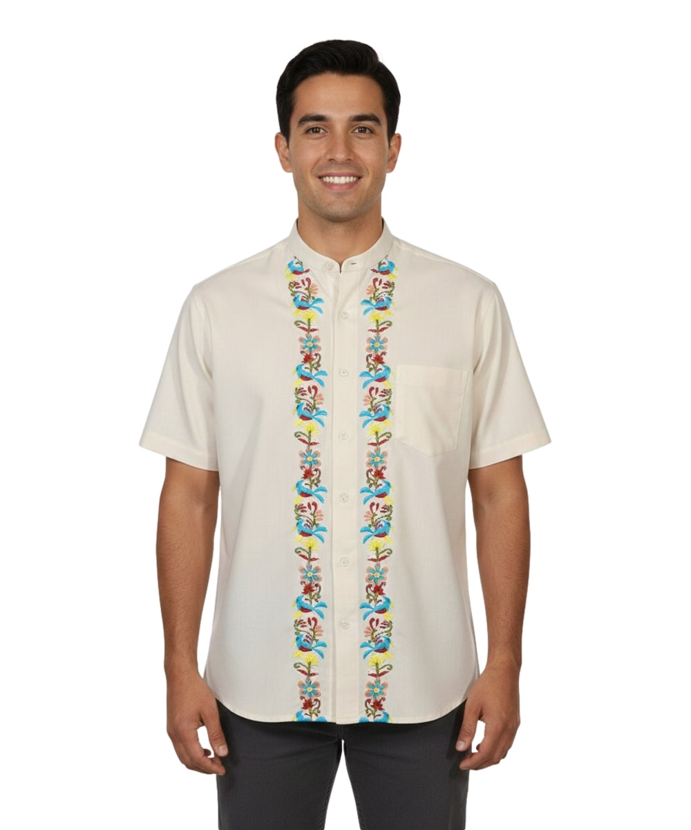 Premium Quality Mens Guayabera Embroidery Shirts Sage Quetzal BSM08A