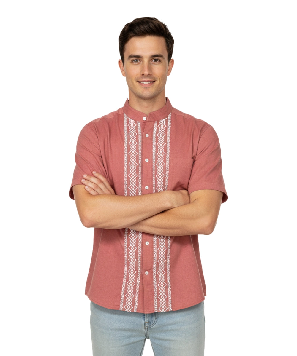 Premium Quality Mens Guayabera Embroidery Shirts Sage Quetzal BSM08A