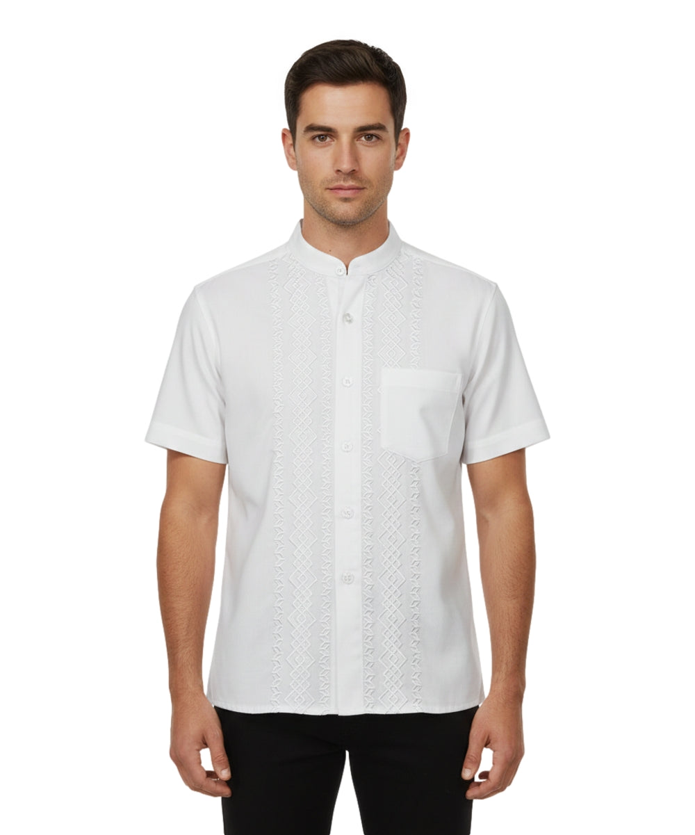 Premium Quality Mens Guayabera Embroidery Shirts Sage Quetzal BSM08A
