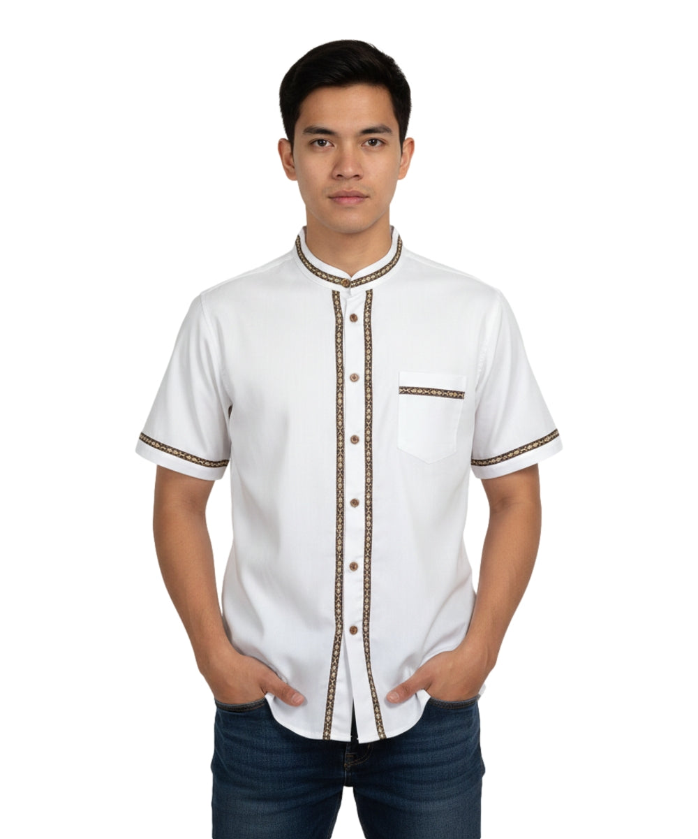 Premium Quality Mens Guayabera Embroidery Shirts Sage Quetzal BSM08A
