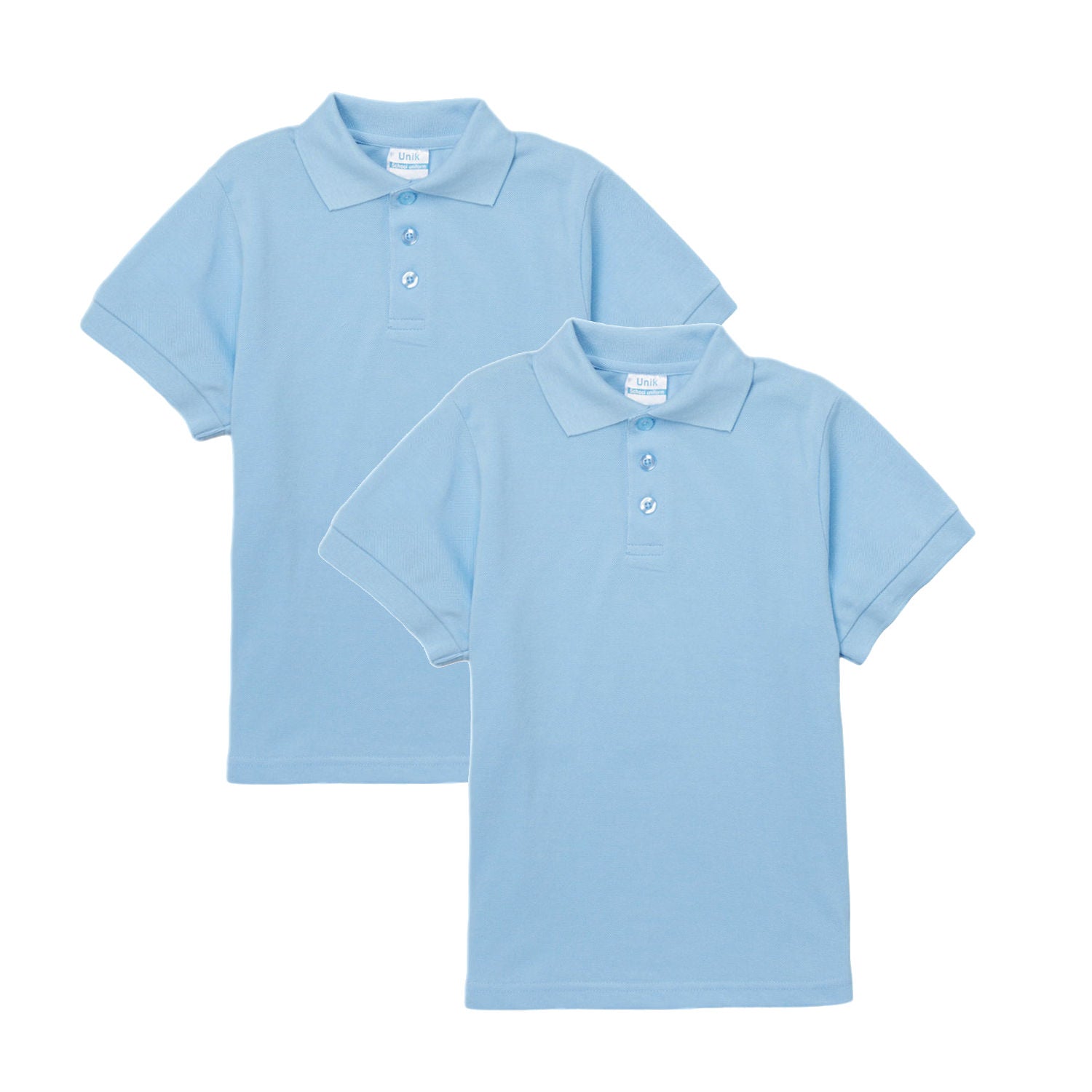 Boy's Premium Quality Pique Polo Uniform Shirt Short Sleeve Sky Blue 2Pack 5-18 BSU01