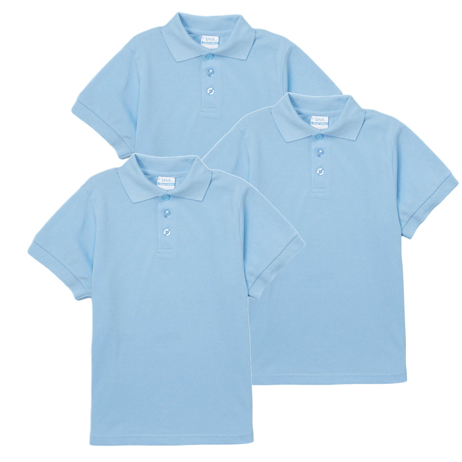 Boy's Premium Quality Pique Polo Uniform Shirt Short Sleeve Black 3Pack 5-18 BSU01