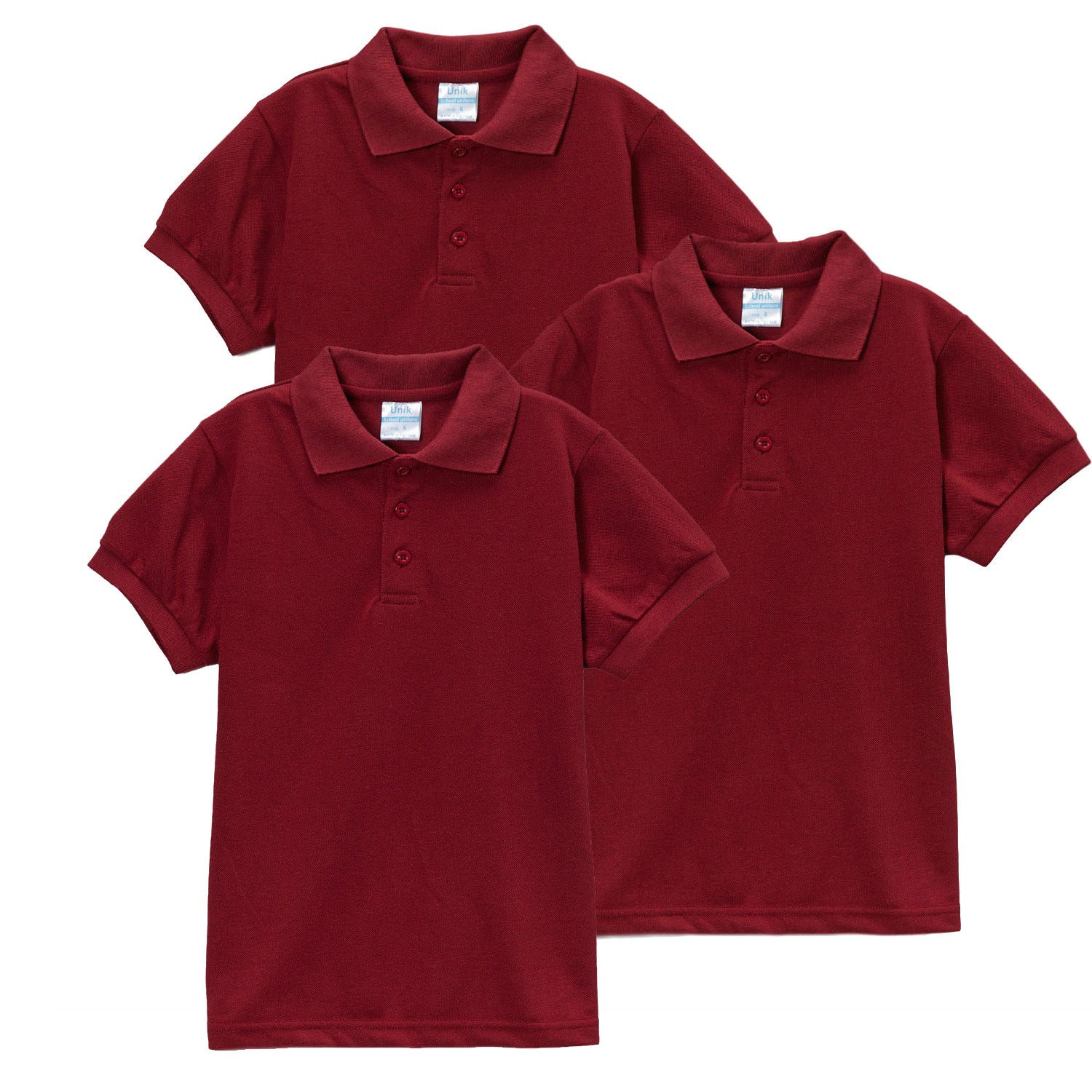 Boy's Premium Quality Pique Polo Uniform Shirt Short Sleeve Black 3Pack 5-18 BSU01