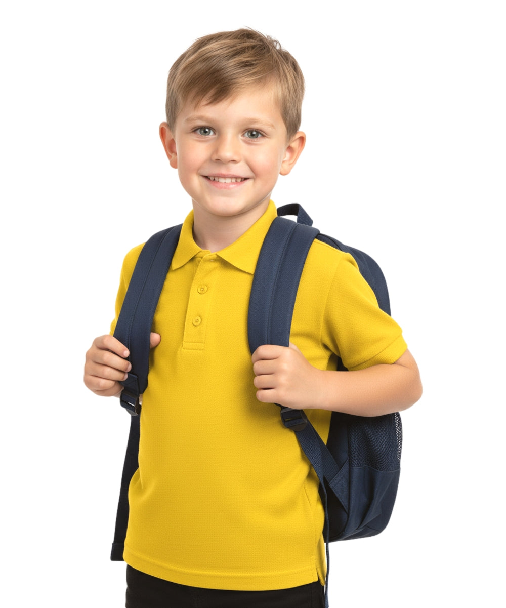 Boy's Premium Quality Pique Polo Uniform Shirt Short Sleeve Gold 5-18 BSU01