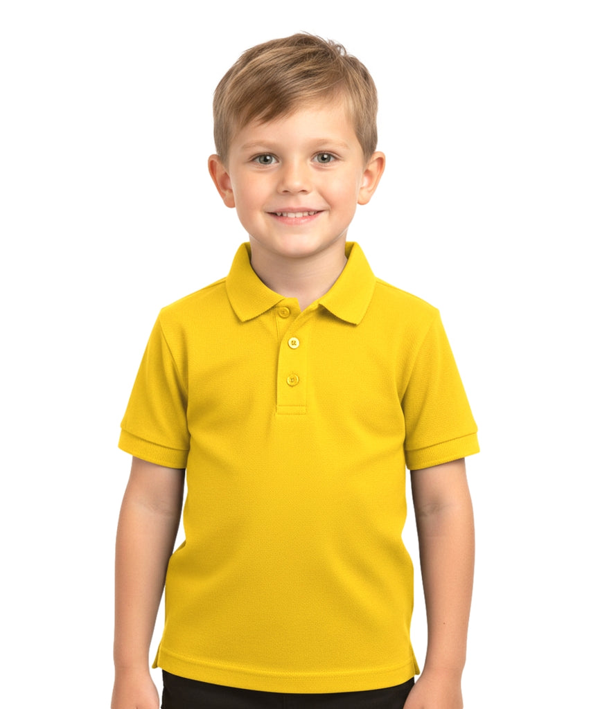 Boy's Premium Quality Pique Polo Uniform Shirt Short Sleeve Gold 5-18 BSU01