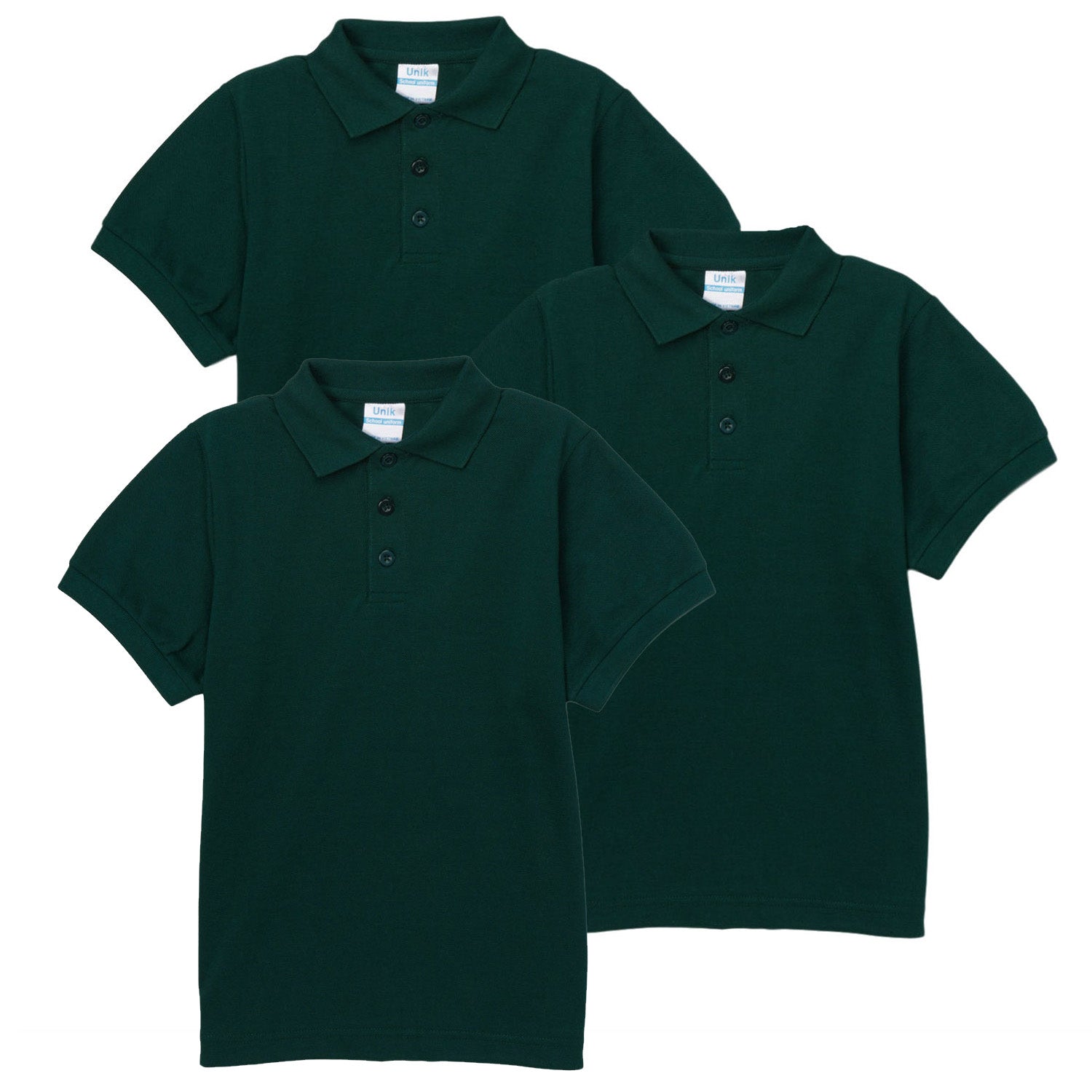 Boy's Premium Quality Pique Polo Uniform Shirt Short Sleeve Black 3Pack 5-18 BSU01