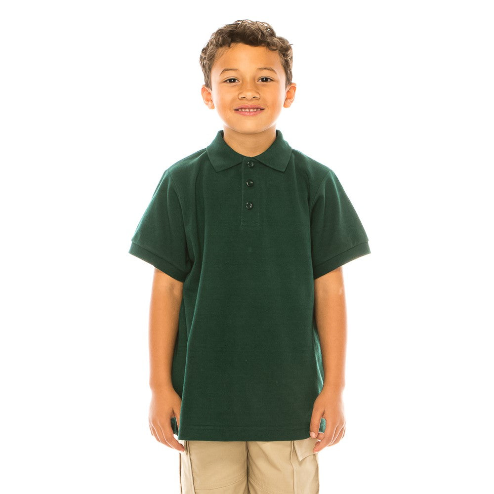 Boy's Premium Quality Pique Polo Uniform Shirt Short Sleeve Hunter Green  5-18 BSU01