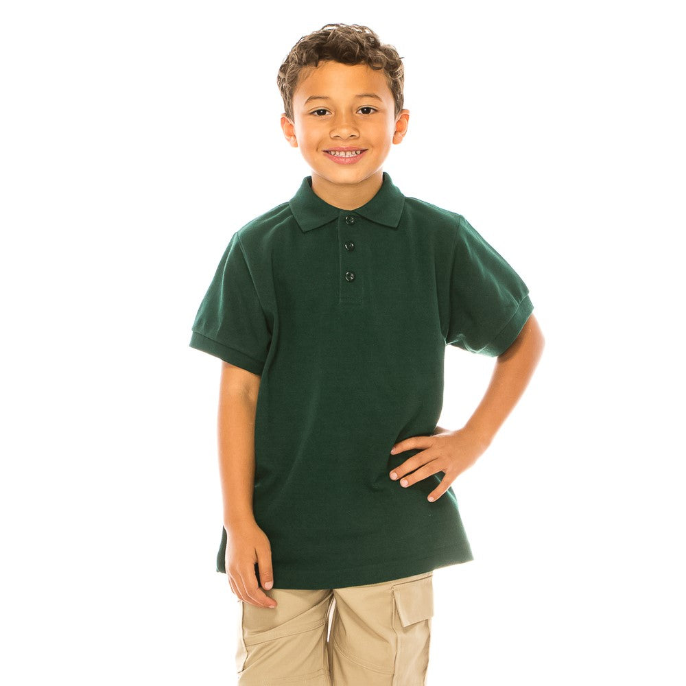 Boy's Premium Quality Pique Polo Uniform Shirt Short Sleeve Hunter Green 2Pack 5-18 BSU01