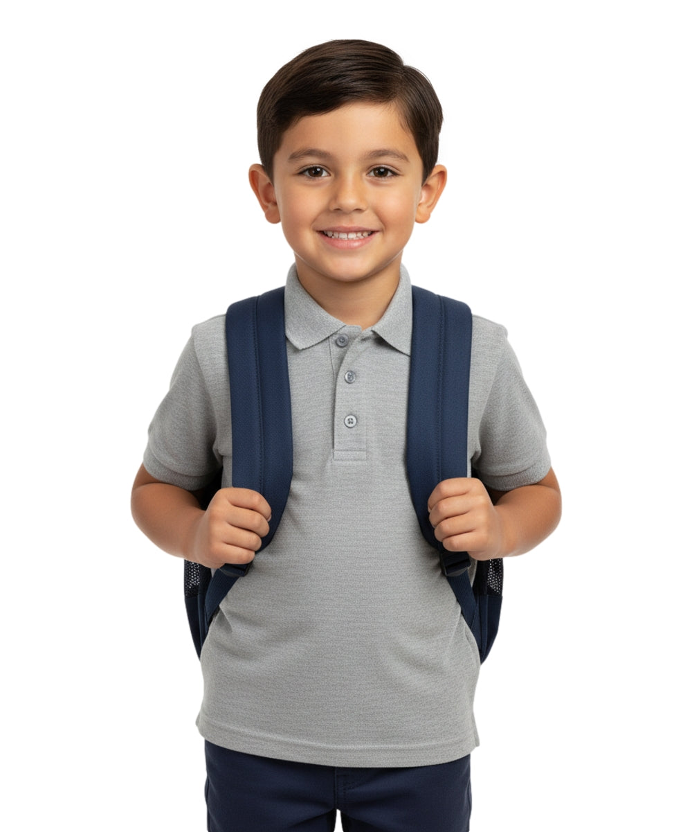 Boy's Premium Quality Pique Polo Uniform Shirt Short Sleeve LGrey 2Pack 5-18 BSU01