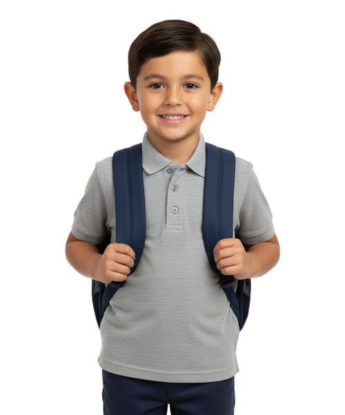 Boy's Premium Quality Pique Polo Uniform Shirt Short Sleeve Light Grey 5-18 BSU01