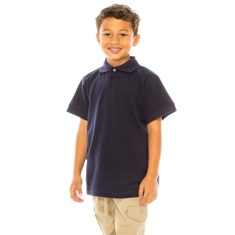 Boy's Premium Quality Pique Polo Uniform Shirt Short Sleeve Navy  5-18 BSU01