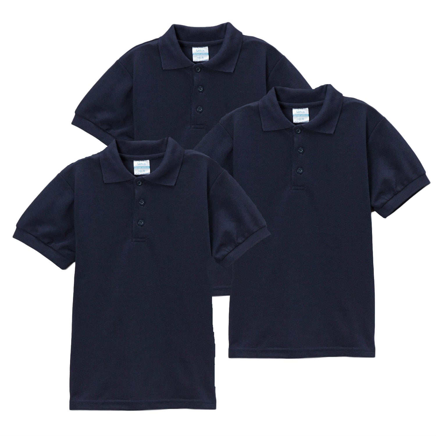 Boy's Premium Quality Pique Polo Uniform Shirt Short Sleeve Black 3Pack 5-18 BSU01