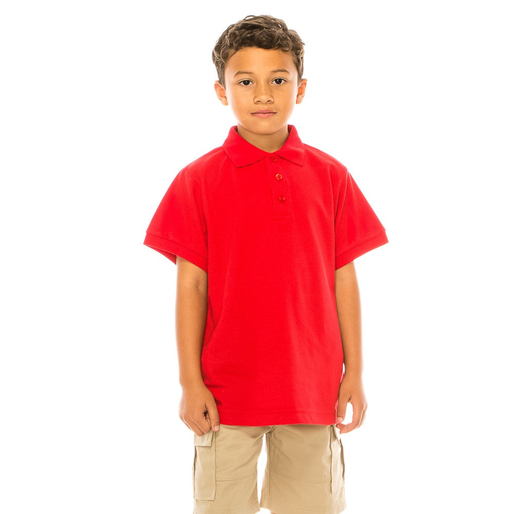 Boy's Premium Quality Pique Polo Uniform Shirt Short Sleeve Red 5-18 BSU01