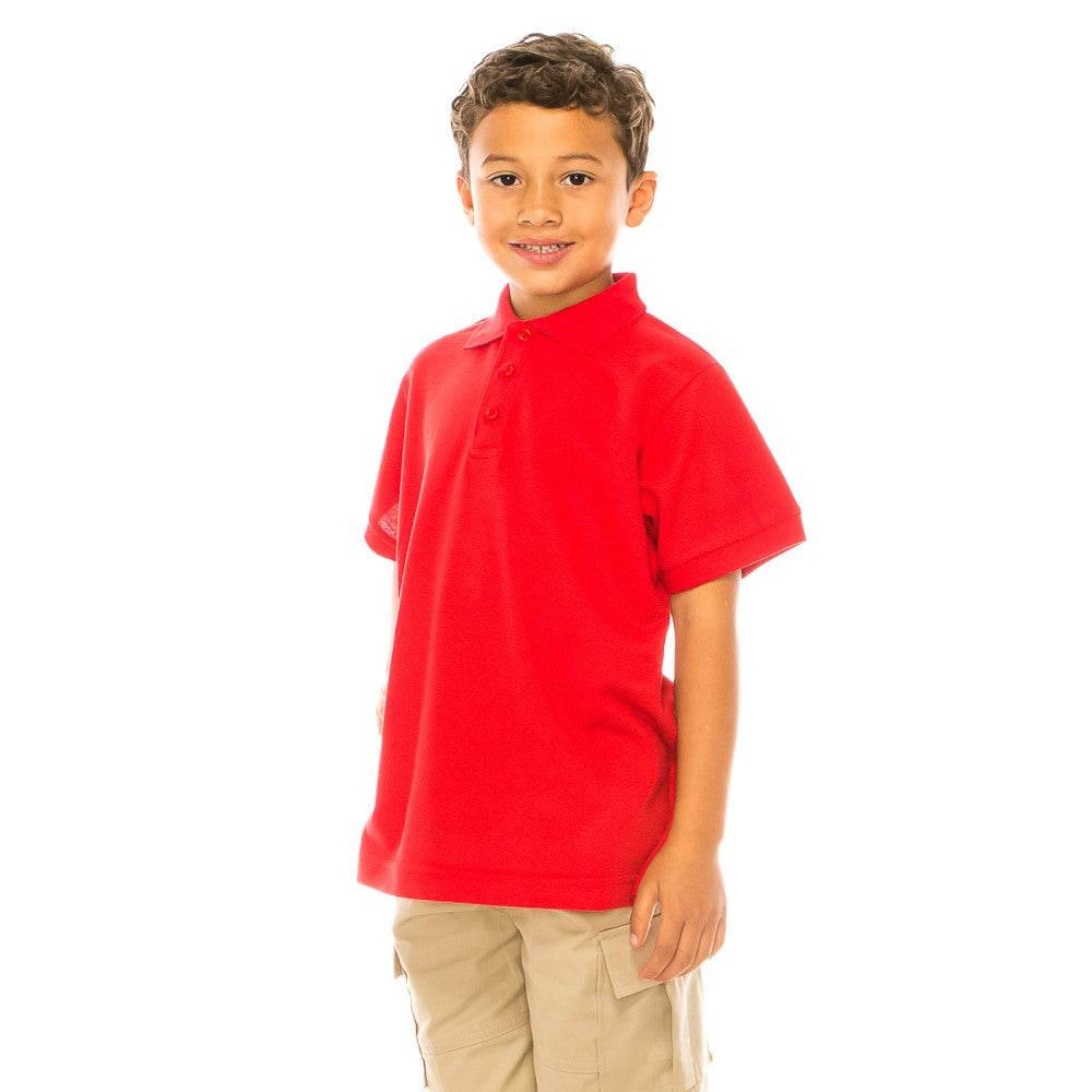 Boy's Premium Quality Pique Polo Uniform Shirt Short Sleeve Red 2Pack 5-18 BSU01