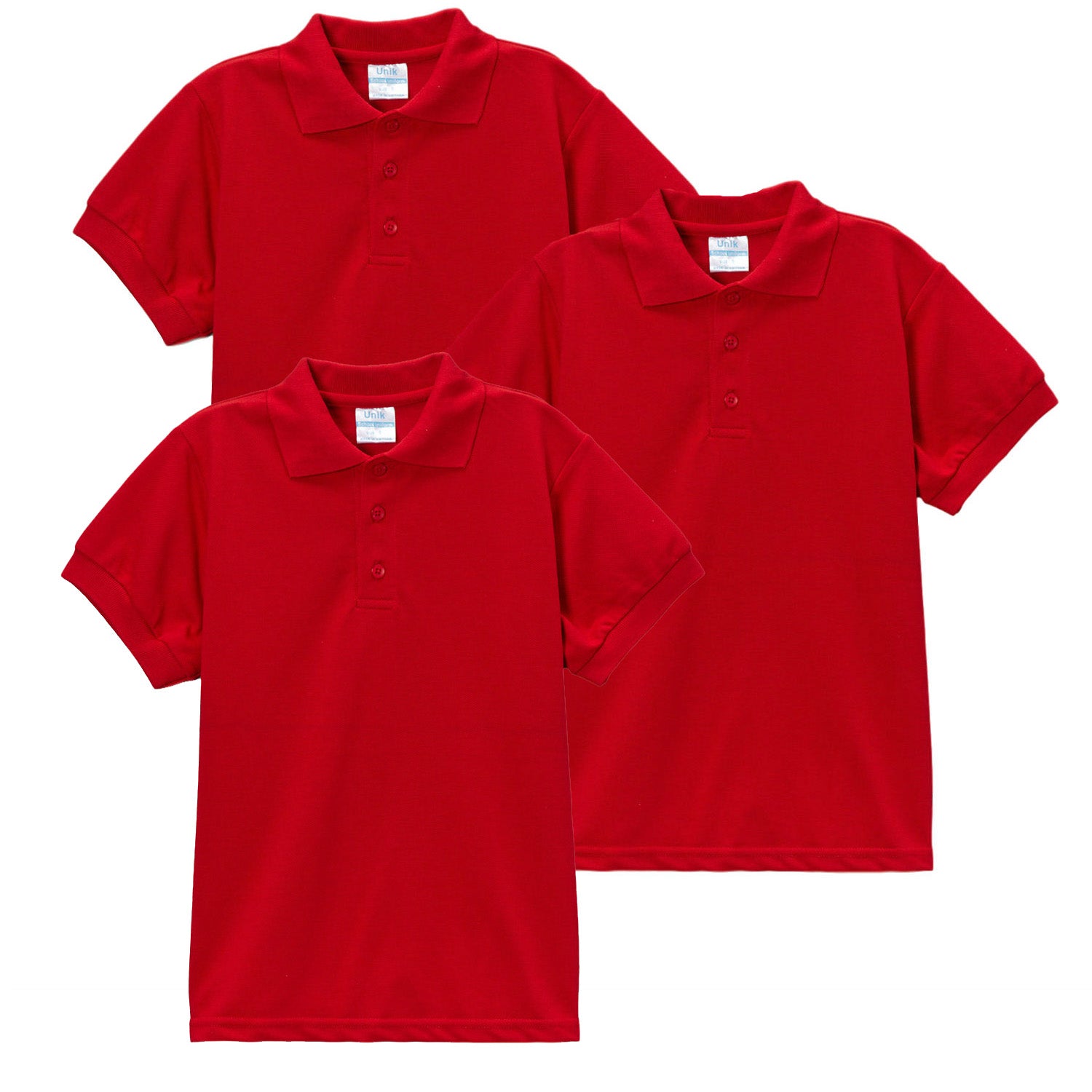 Boy's Premium Quality Pique Polo Uniform Shirt Short Sleeve Black 3Pack 5-18 BSU01