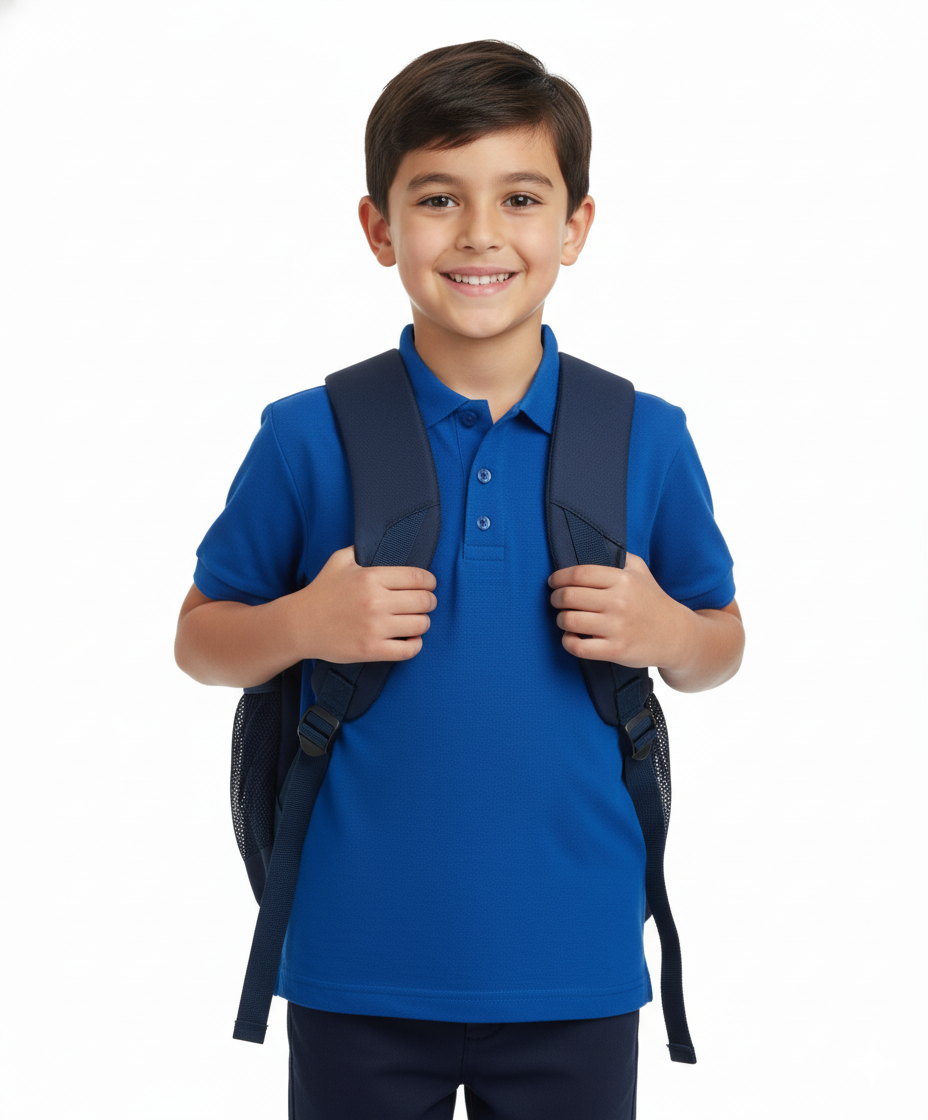 Boy's Premium Quality Pique Polo Uniform Shirt Short Sleeve Royal Blue 5-18 BSU01