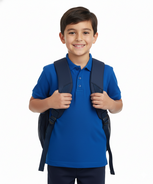 Boy's Premium Quality Pique Polo Uniform Shirt Short Sleeve Royal Blue 5-18 BSU01