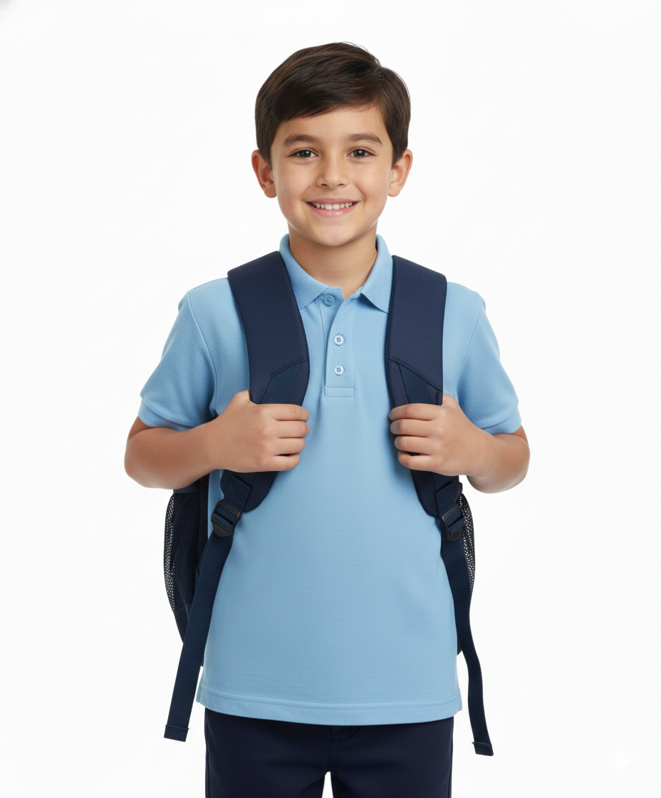Boy's Premium Quality Pique Polo Uniform Shirt Short Sleeve Sky Blue 2Pack 5-18 BSU01