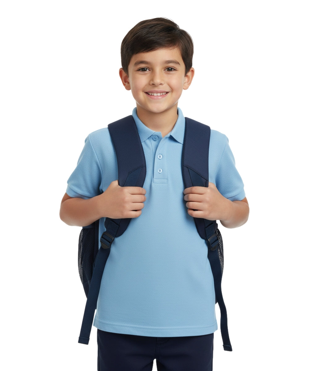 Boy's Premium Quality Pique Polo Uniform Shirt Short Sleeve Sky blue  5-18 BSU01