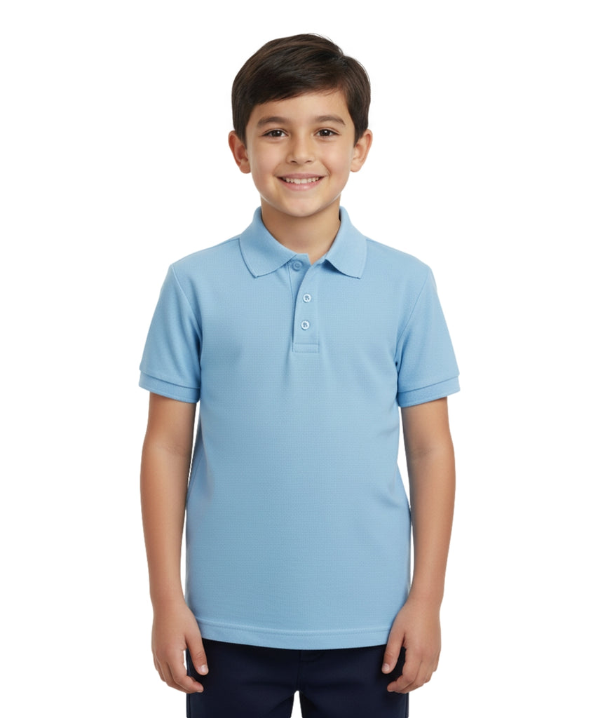 Boy's Premium Quality Pique Polo Uniform Shirt Short Sleeve Sky blue  5-18 BSU01