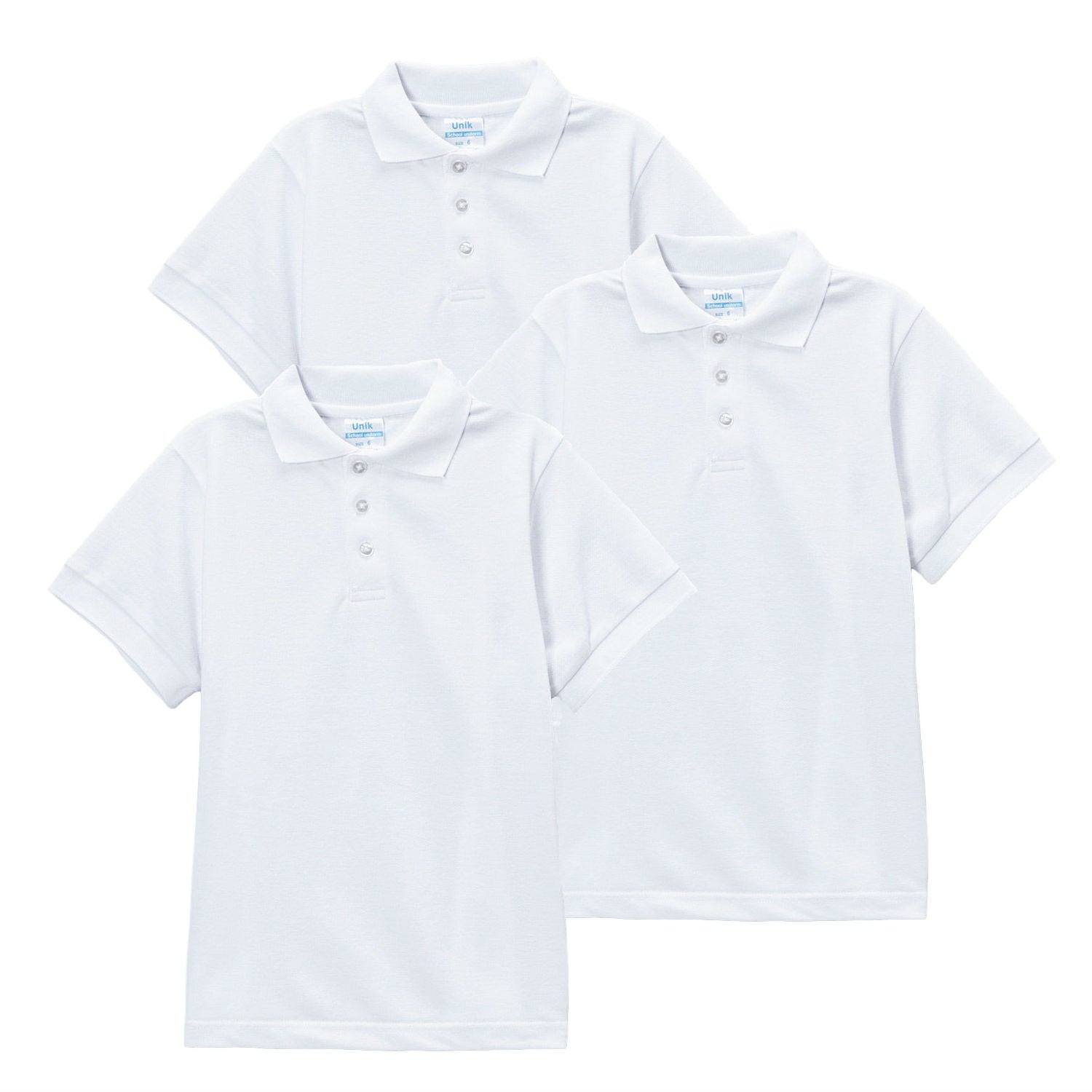 Boy's Premium Quality Pique Polo Uniform Shirt Short Sleeve Sky Blue 3Pack 5-18 BSU01