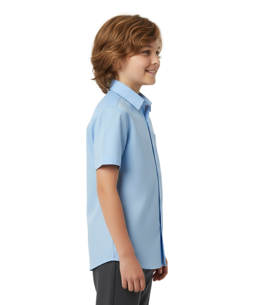 Boy's Premium Quality  Oxford Uniform Short Sleeve Button Up Shirt Sky Blue 5-18 BSU06