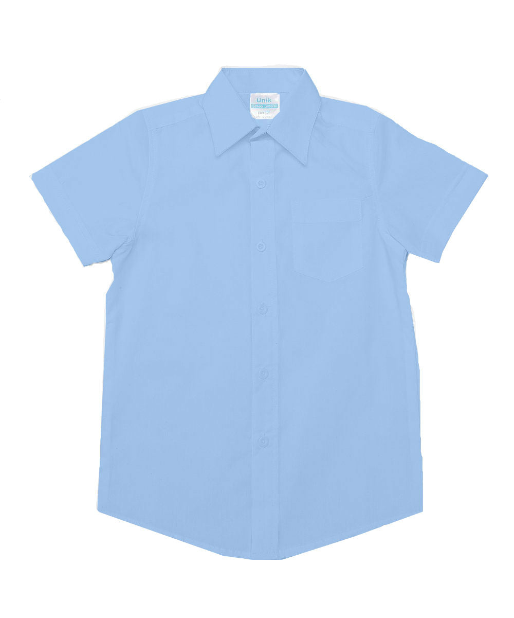 Boy's Premium Quality  Oxford Uniform Short Sleeve Button Up Shirt Sky Blue 5-18 BSU06