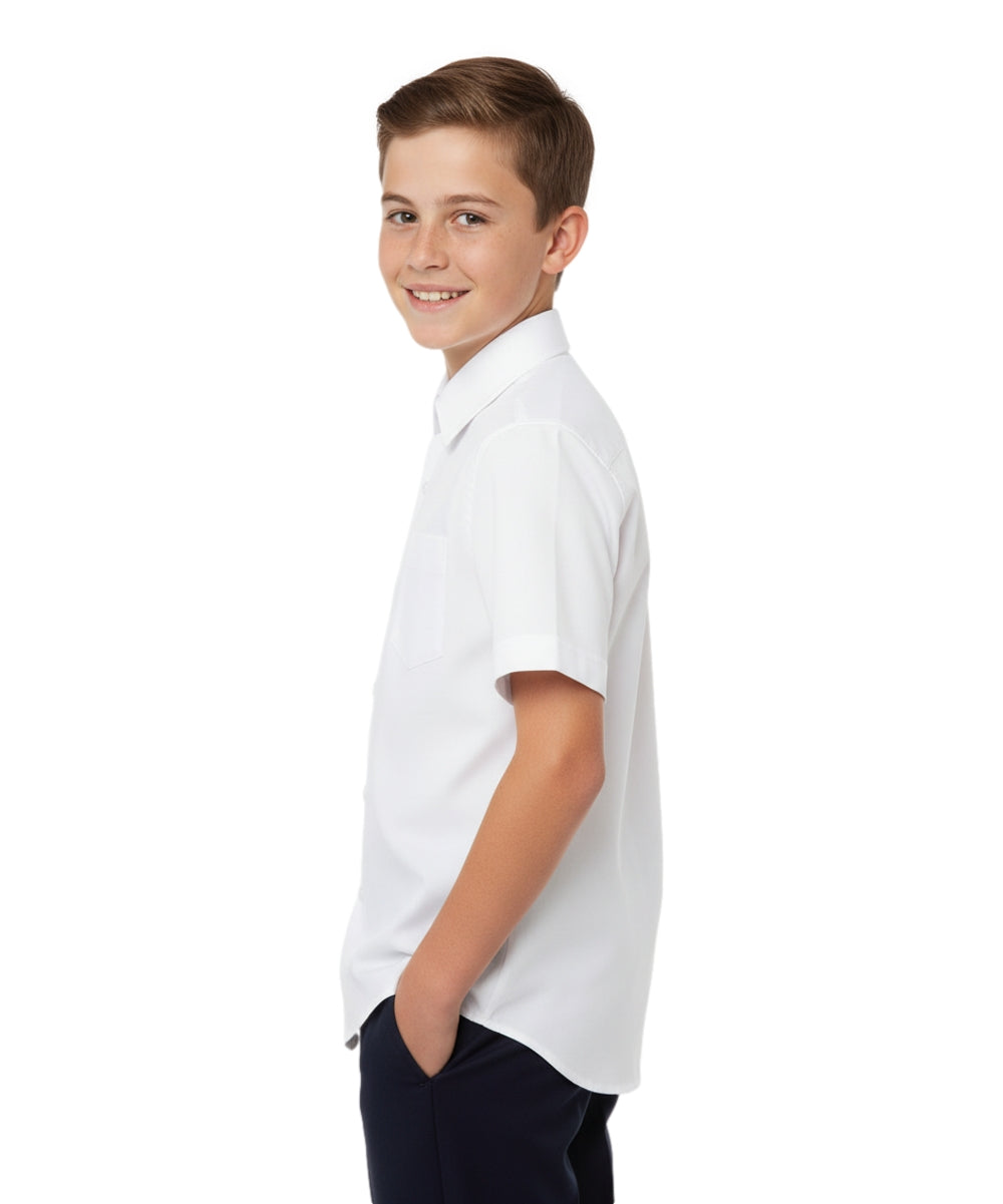 Boy's Premium Quality  Oxford Uniform Short Sleeve Button Up Shirt White 5-18 BSU06