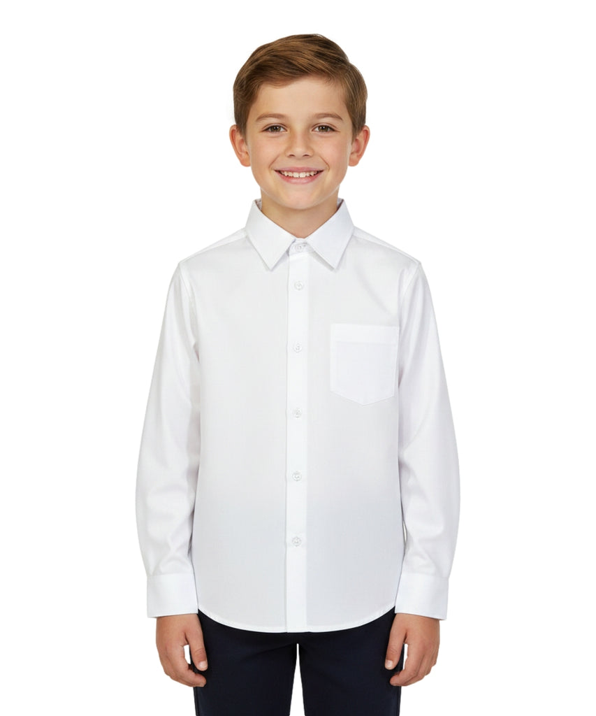 Boy's Premium Quality Uniform Long Sleeve Button Up Shirt White 5-18 BSU07