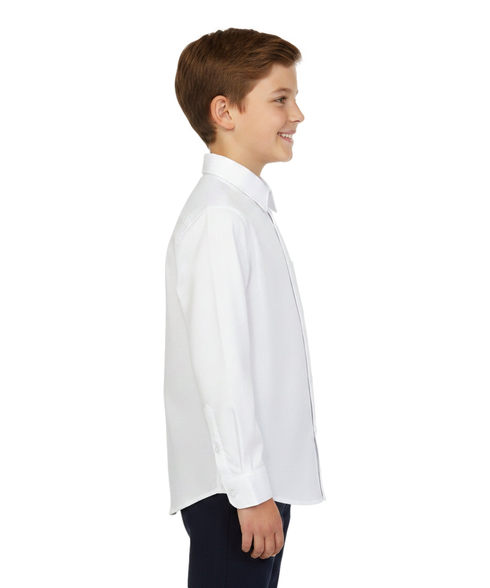 Boy's Premium Quality Uniform Long Sleeve Button Up Shirt White 5-18 BSU07