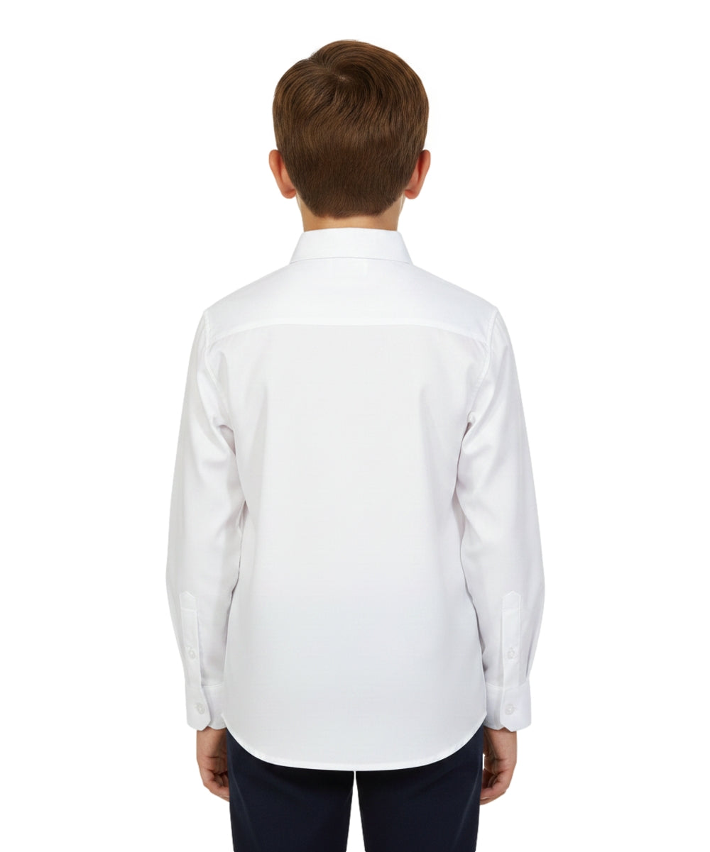 Boy's Premium Quality Uniform Long Sleeve Button Up Shirt White 5-18 BSU07