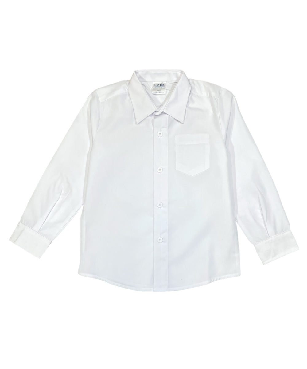 Boy's Premium Quality Uniform Long Sleeve Button Up Shirt White 5-18 BSU07