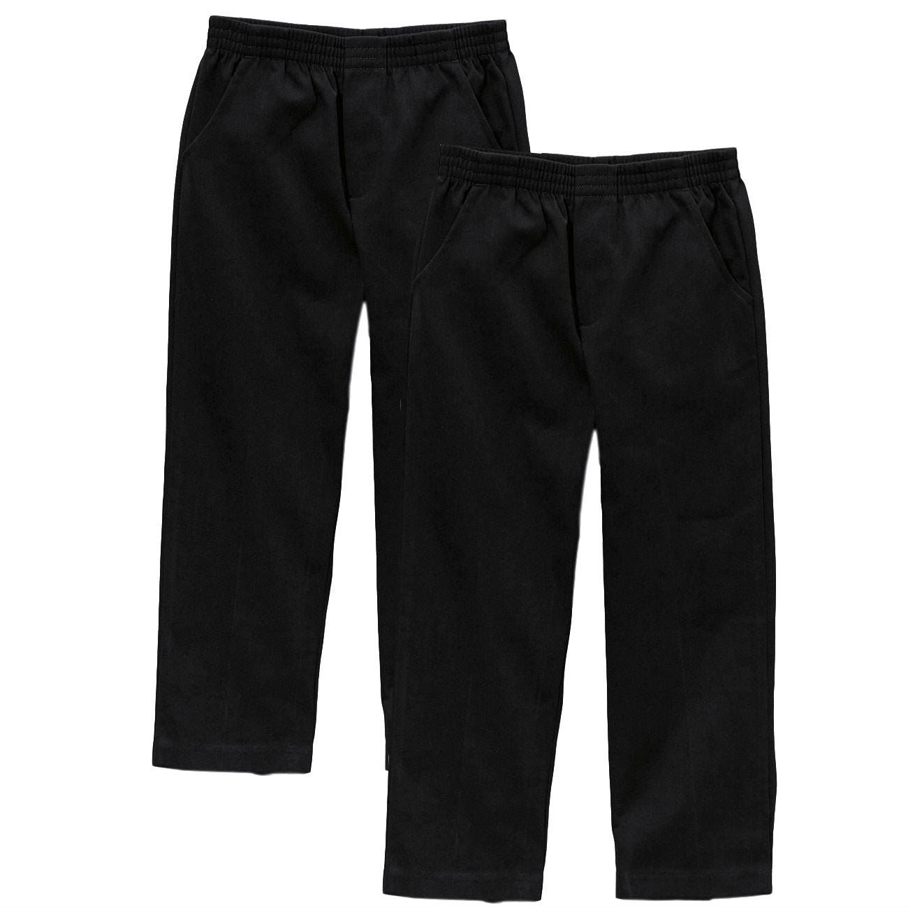 unik Boy's Black Uniform All Elastic Waist Pull-on Pants 4-16 BU03 2 Pack