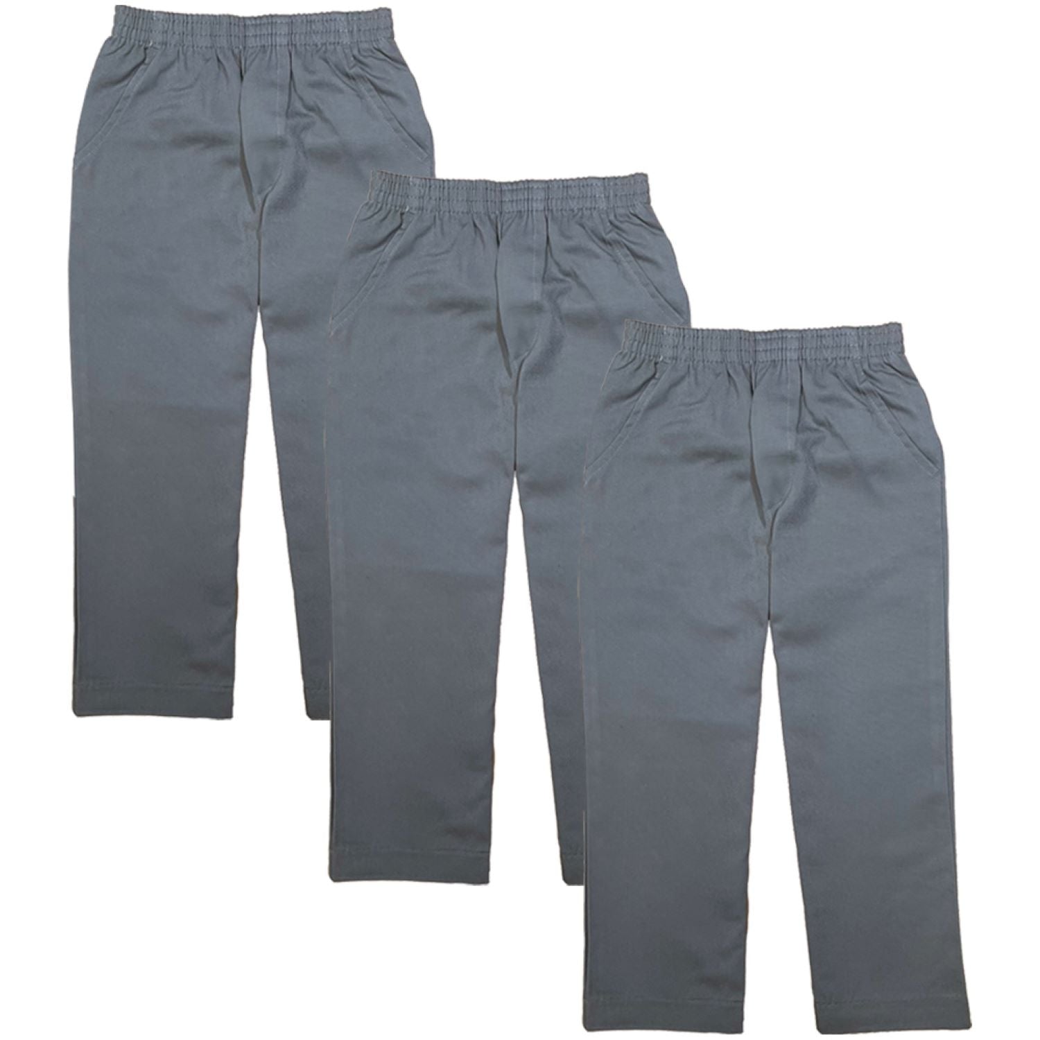 unik Boy's Black Uniform All Elastic Waist Pull-on Pants 4-16 BU03 3 Pack