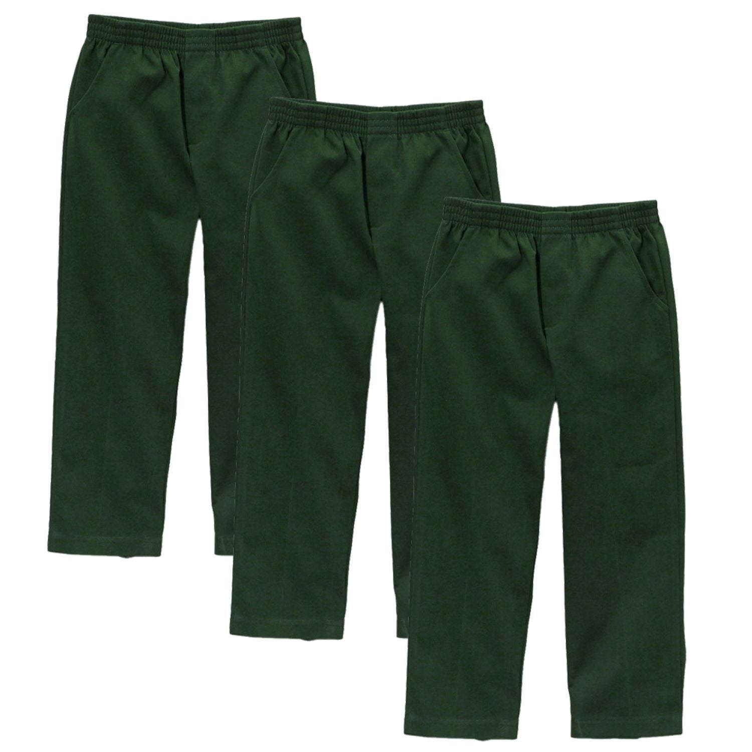 unik Boy's Black Uniform All Elastic Waist Pull-on Pants 4-16 BU03 3 Pack