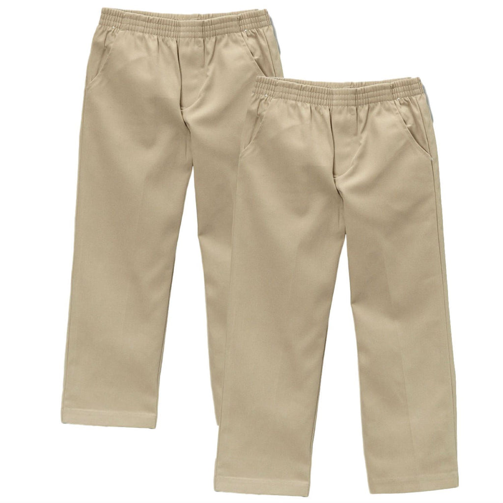 unik Boy's Black Uniform All Elastic Waist Pull-on Pants 4-16 BU03 2 Pack