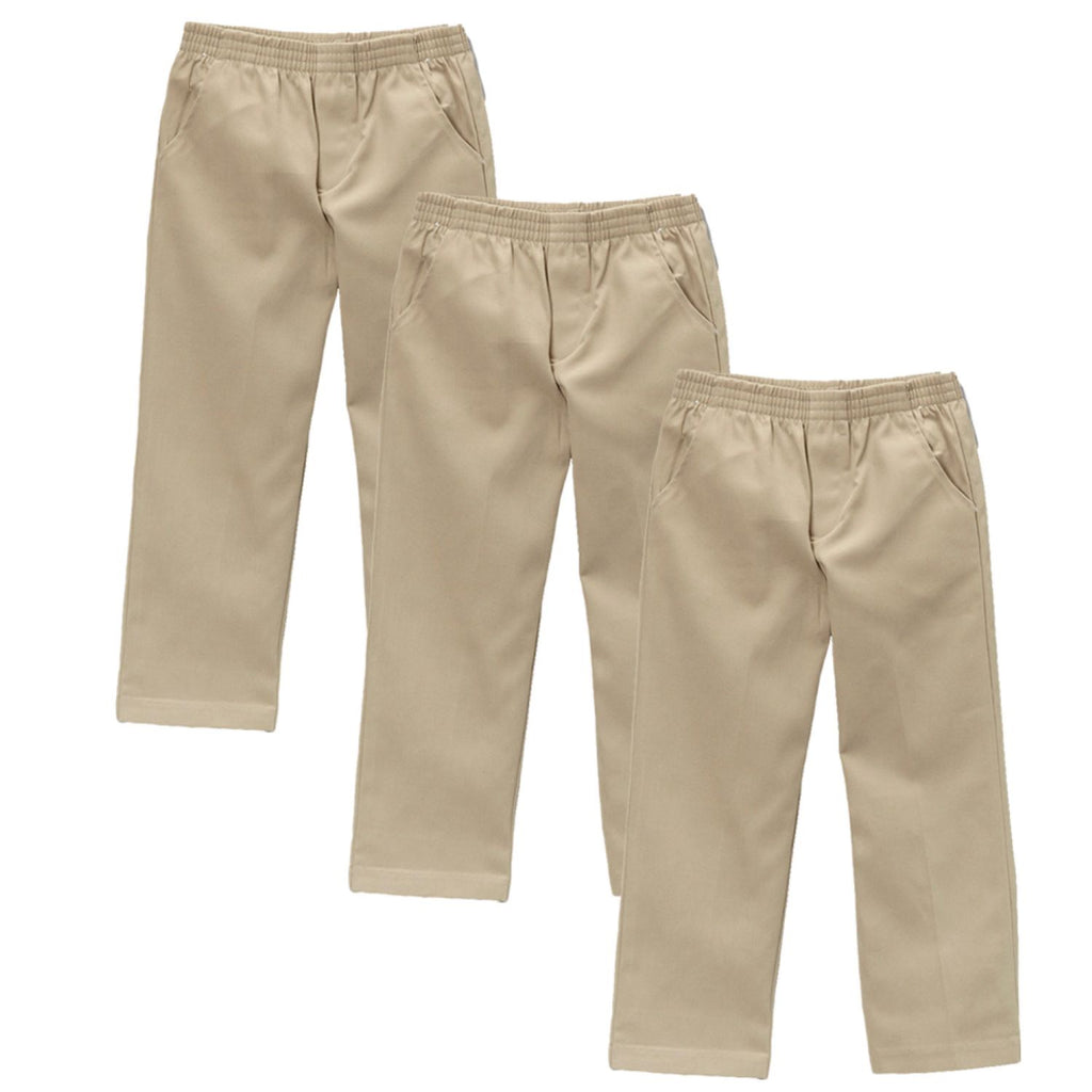 unik Boy's Black Uniform All Elastic Waist Pull-on Pants 4-16 BU03 3 Pack