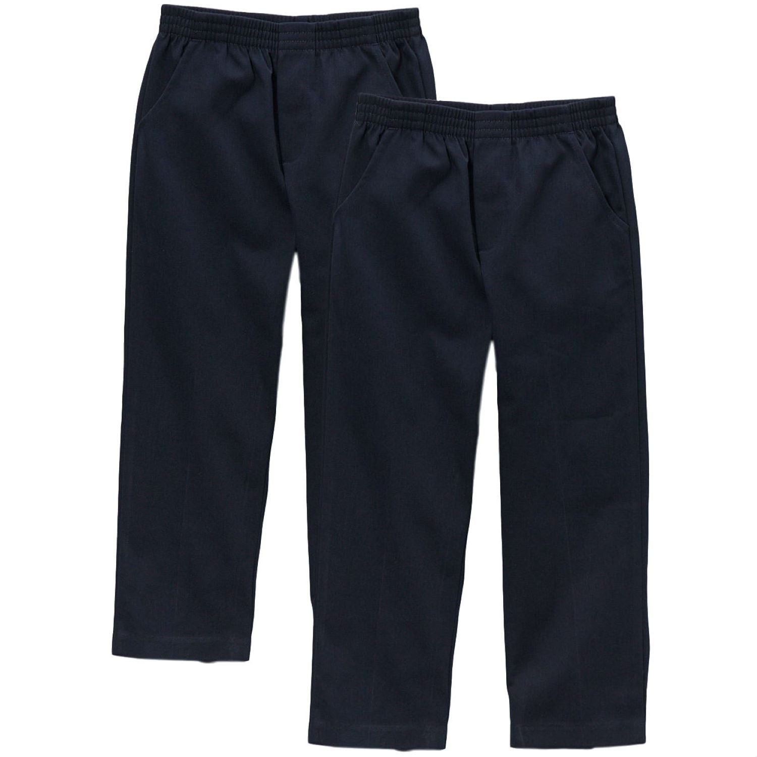 unik Boy's Black Uniform All Elastic Waist Pull-on Pants 4-16 BU03 2 Pack