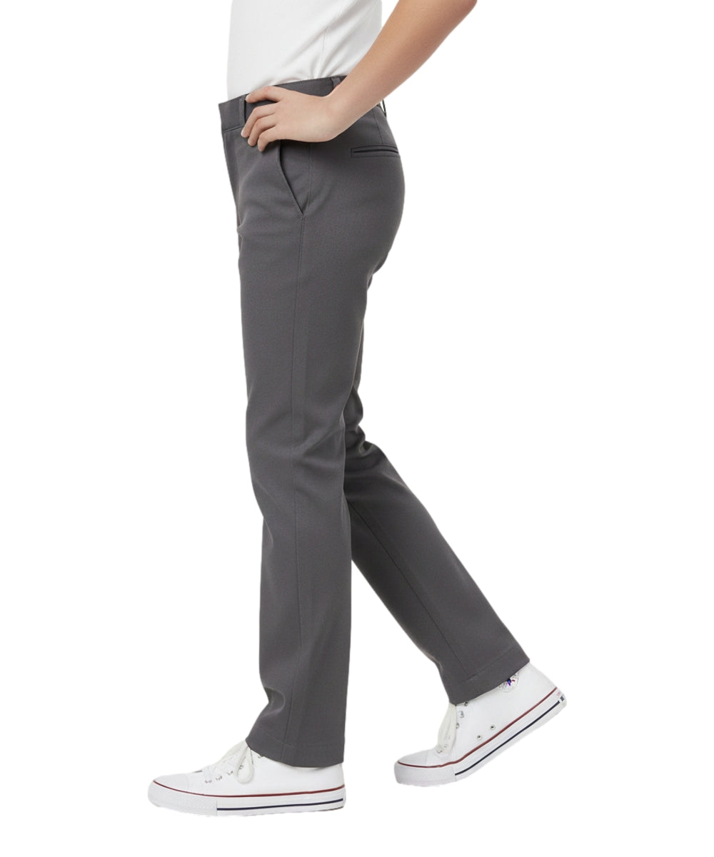 Boys Uniform Pants – Classic Flat Front School Dress Pants with Adjustable Waist, Durable Twill, Grey BU02