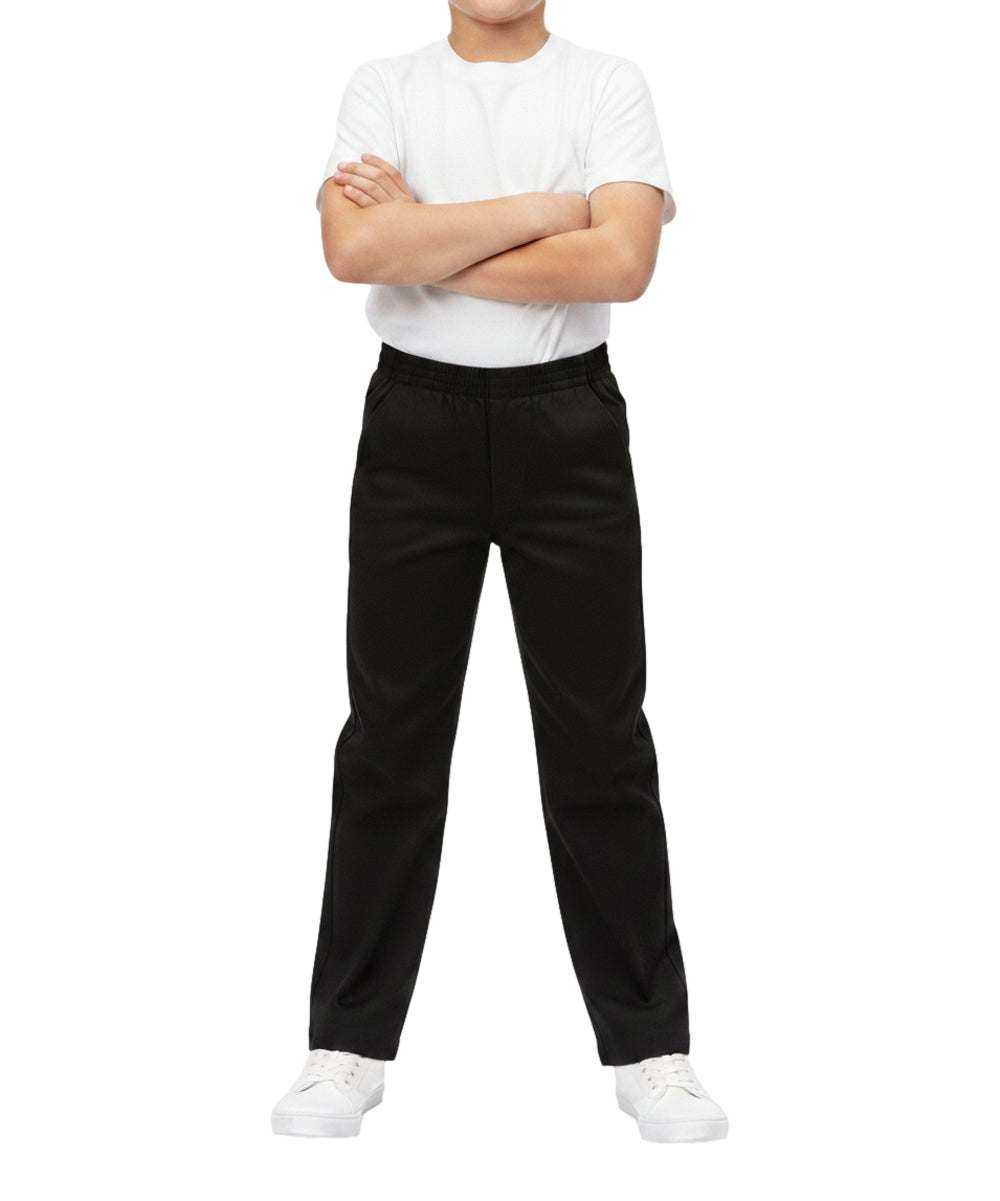 unik Boy's Black Uniform All Elastic Waist Pull-on Pants 4-16 BU03