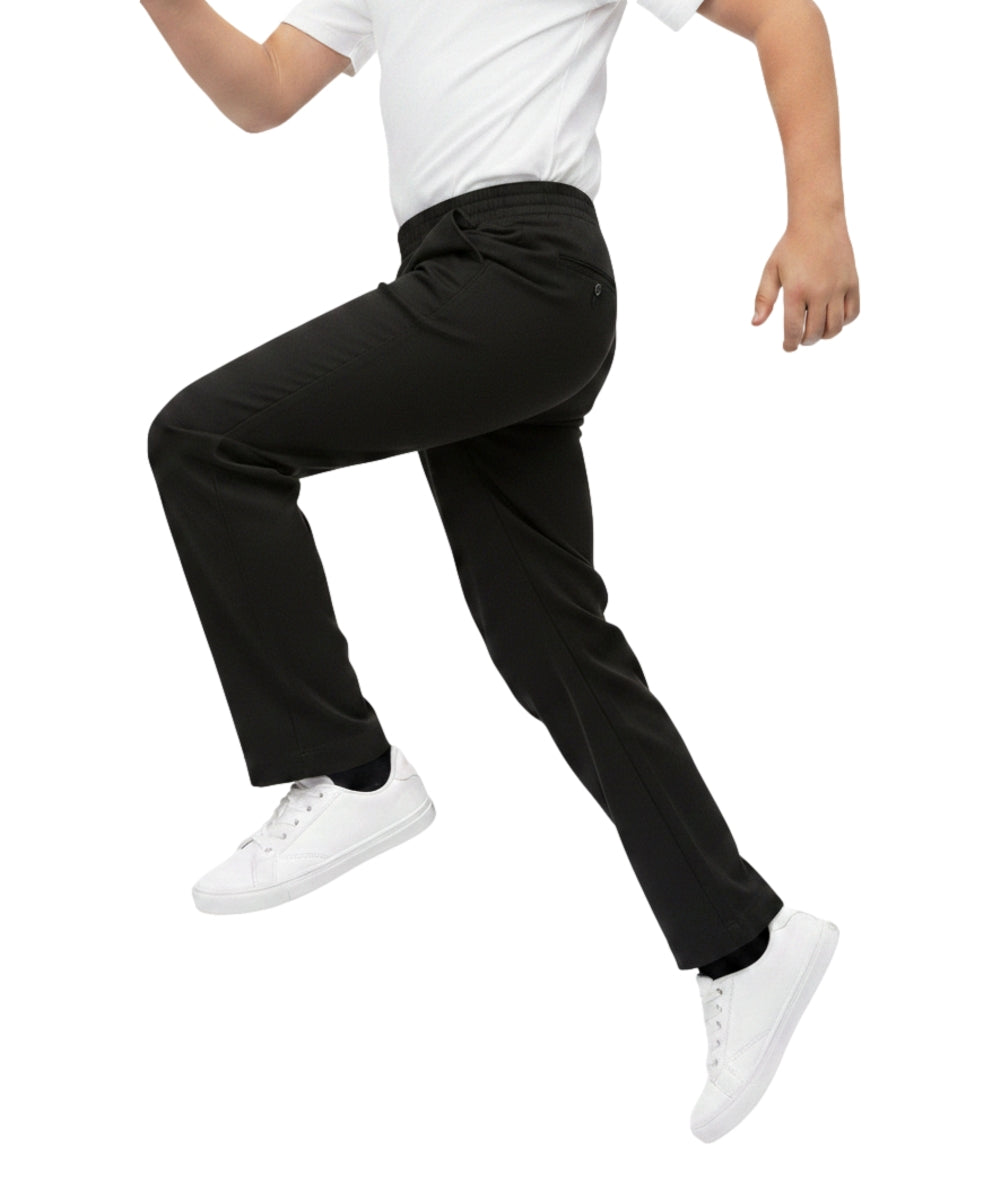unik Boy's Black Uniform All Elastic Waist Pull-on Pants 4-16 BU03
