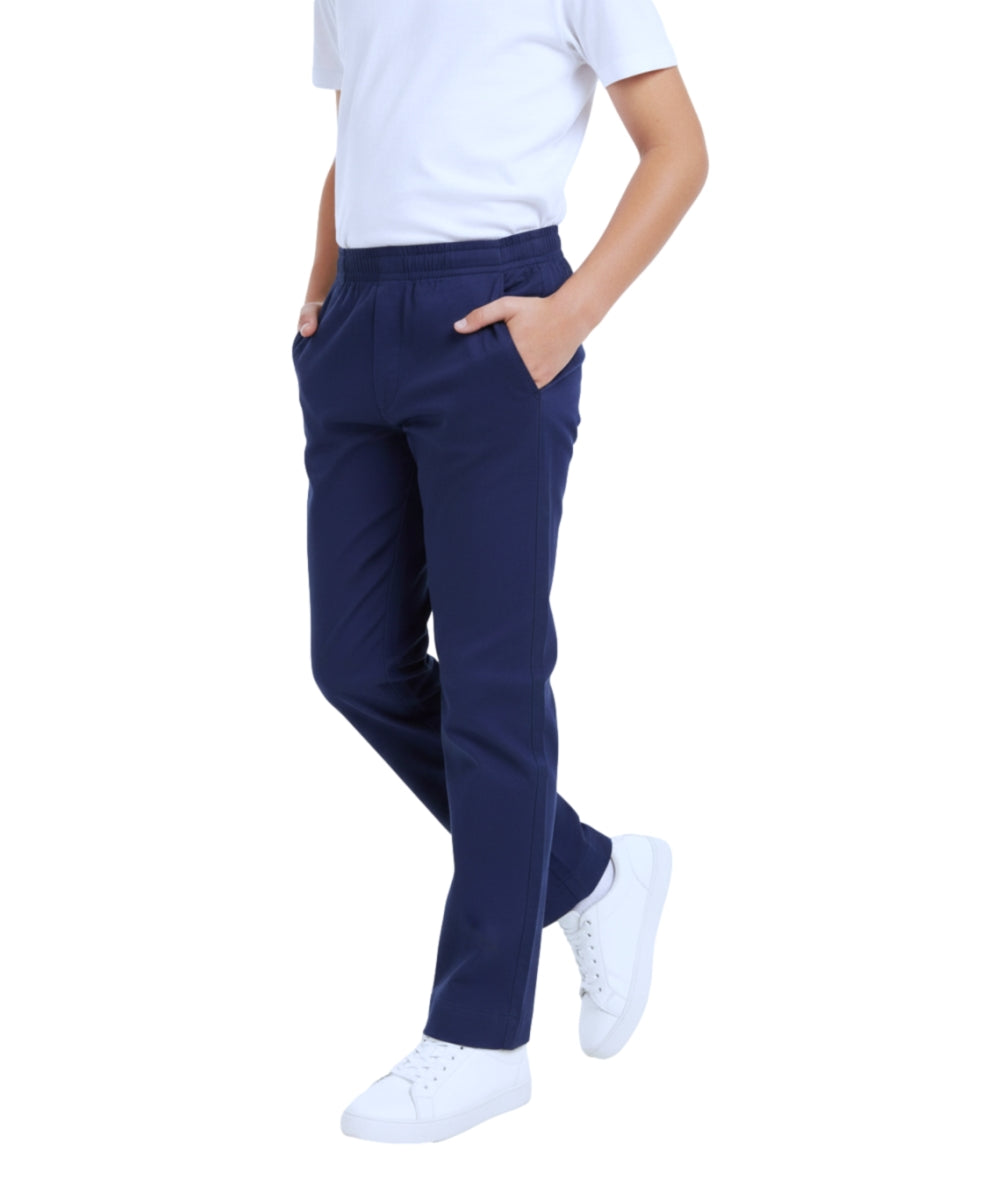 unik Boy's Blue Uniform All Elastic Waist Pull-on Pants 4-16 BU03