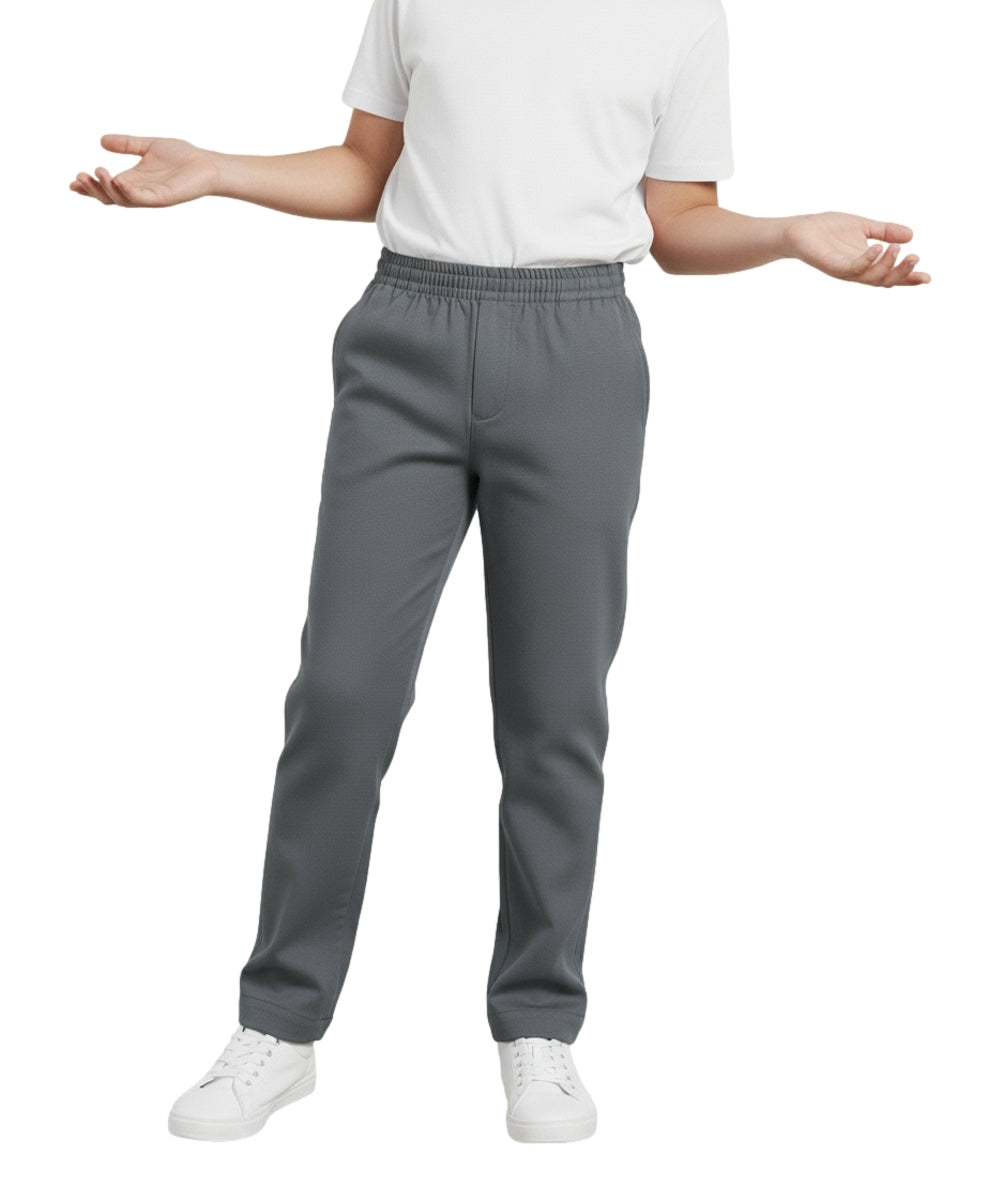 unik Boy's Grey Uniform All Elastic Waist Pull-on Pants 4-16 BU03