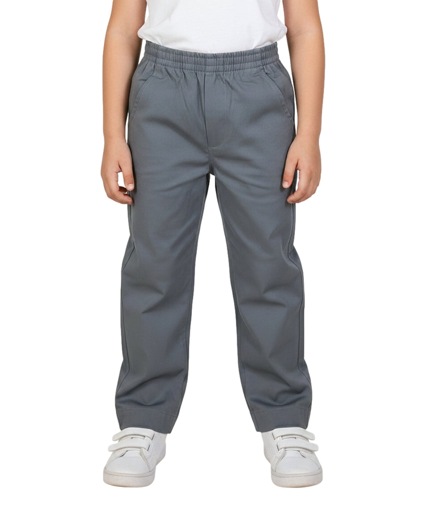 unik Boy's Grey Uniform All Elastic Waist Pull-on Pants 4-16 BU03